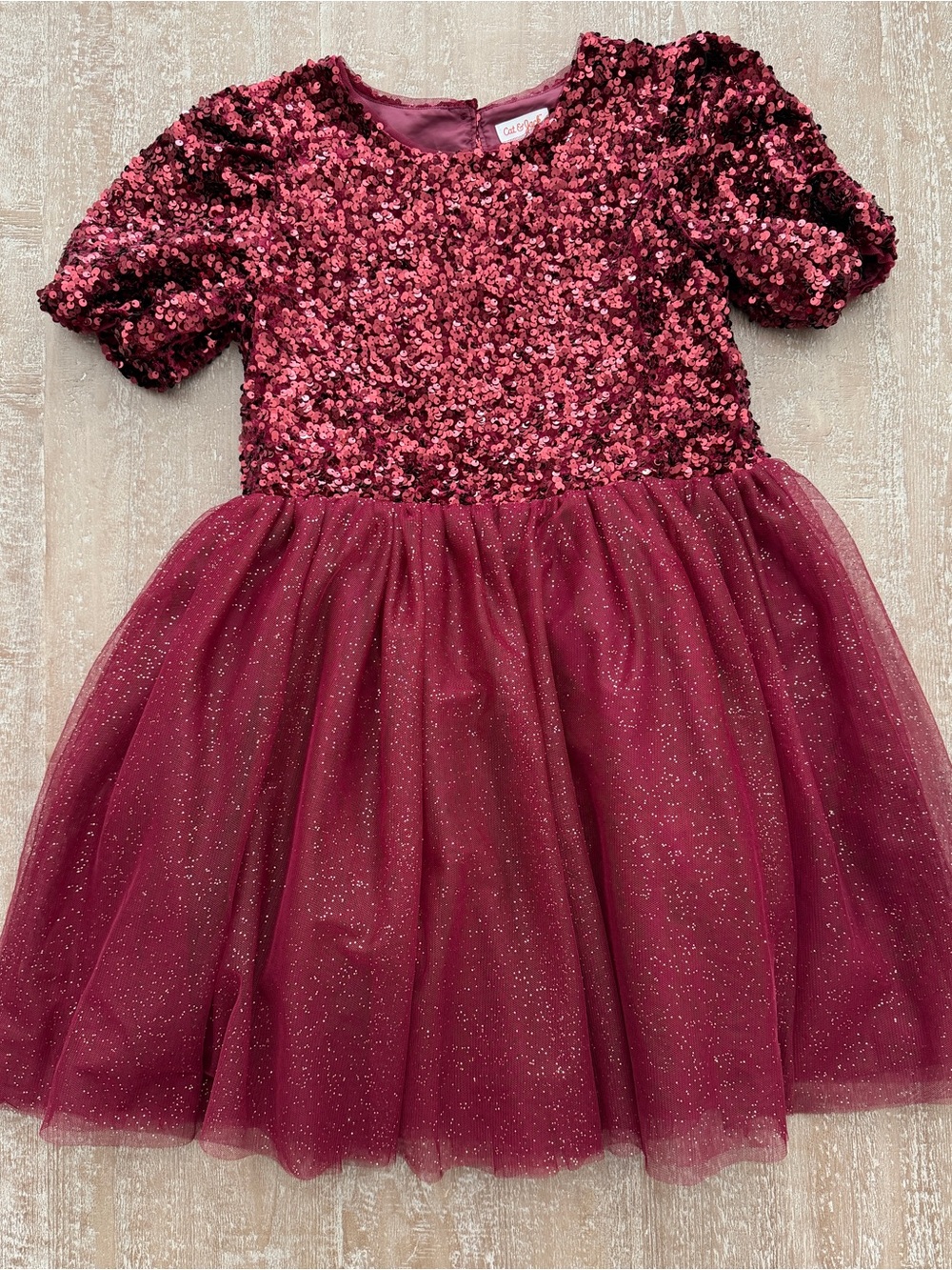 Cat & Jack Burgundy Sequin Tulle Party Dress